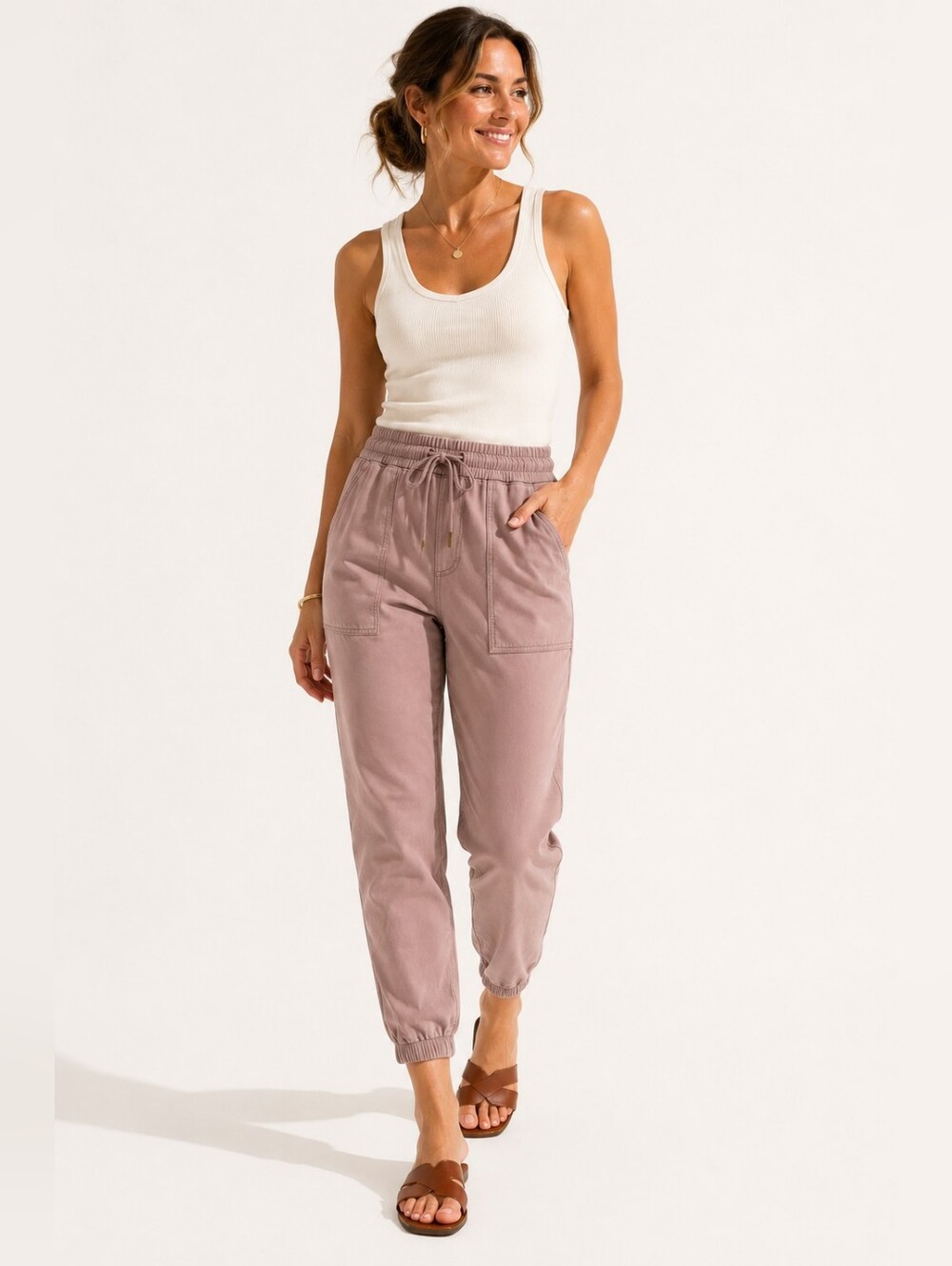Frye & Co. Dusty Mauve Utility Jogger Pants Small Cotton Stretch